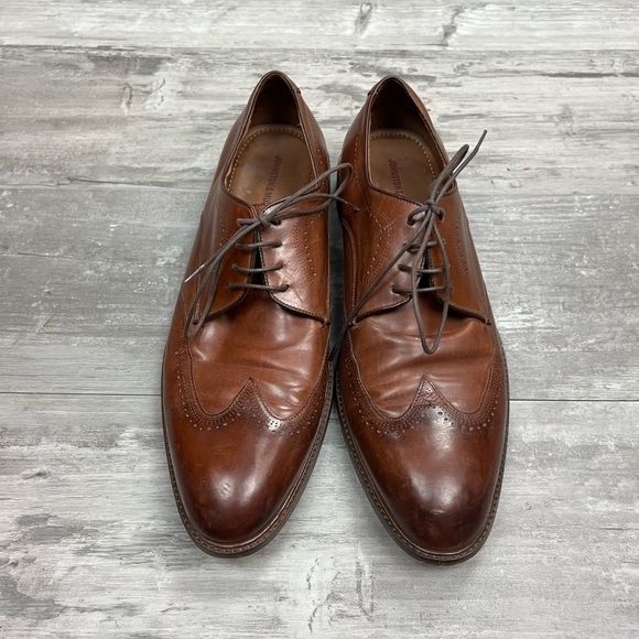 Johnston & Murphy Burnished Walnut Tan Wingtip Derbys 12 M - Picture 2 of 10